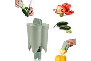 CLRZOL Estrattore di semi di peperone, 2 in 1 Tagliapeperoni, Estrattore di semi di frutta, Togli-torsolo di verdure per Gadget da cucina (Verde)