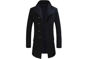 Allthemen Wintermantel Mantel Herren Lang Slim Fit Herrenmantel Winter Schwarz Business Mantel Herren Wolle Wollmantel
