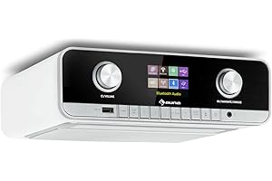 auna Connect Soundchef MKII kitchen substructure radio, Bluetooth hands-free function, ambient light, 2.4" TFT colour display, WiFi, Spotify Connect, DAB+/FM/internet radio, remote control, white