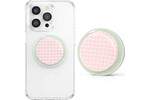 LEPGUYO Supporto Magnetico per Kindle Paperwhite, Design a Quadri Rosa & Maniglia Pieghevole MagSafe, Compatibile con Smartphone, Kindle & Tablet, Accessorio Telefono Premium