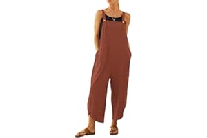 SaiDeng Damen Latzhose Sommer – Langer Jumpsuit mit Streifen & Bindegürtel – Modischer Overall mit Taschen, Ärmellos & Bequem