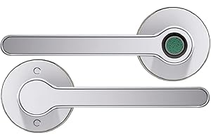 Blusafe Fingerprint Internal Door Lock, Biometric Smart Door Handle, 50 Fingerprints, 2 Backup Keys, HMO/Student Houses, Bedrooms, Home Office Locks (Rose, Satin Chrome)