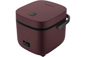 ANJIELO SMART Mini Arrocera de 1.2L con Vapor, Cocción Antiadherente, Protección Contra Altas Temperaturas, Operación con un Solo Toque, Perfecta Para Cocinar Arroz, Carne, Fideos o Sopa (Marrón clásico)