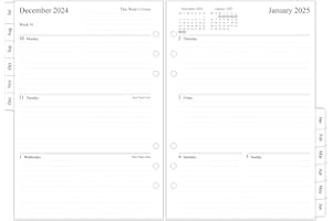newestor Ricarica per agenda settimanale 2024-2025, formato A5, compatibile con organizer Filofax A5, due pagine alla settimana, schede mensili, luglio 2024 - giugno 2025
