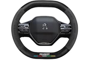 AYBEN Couvre Volant Voiture, pour Peugeot 2008 2019-2022, Noir, Matériau synthétique de haute qualité, 38 centimètres de diamètre