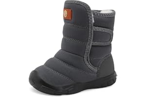 JIASUQI Toddler Snow Boots Boy Girl Wide Winter Boots with Faux fur Lined Warm Winter Shoes for Indoor Outdoor