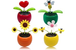 ENYOLIDIMK Orange Solar Powered Dancing Flower, Plastic Solar Dancing Flowers Shaking Head Car Ornaments Solar Powered Car Toy for Car Office Desk Decoration