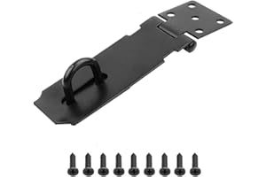 SZXMDKH Loquet de Cadenas Agrafe,1 Pièces Porte Fermoir Verrou de Porte Moraillon De Verrou en Acier Inoxydable 4 Pouces Avec Des Vis Porte Cabinet de Sécurité, Fermoir de Cadenas le noir