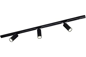 Ledvion - Iluminación LED sobre Carril 1M + 3 Focos de Riel (5W, 2700K, Negro, Regulable), Luminaria de Riel Monofásica, Luminaria de Riel, Foco de Riel