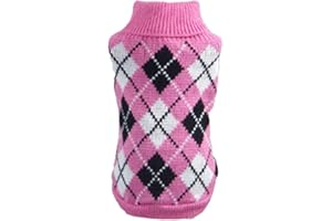 YAOTT Caldo Maglioncino per Cani Motivo Geometrico, Maglioni Invernali per Maglia per Piccolo Cane Chihuahua Yorkshire Argyle Cappotto Veste Abbigliamento per Animale Domestico di Taglia Piccola L