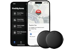 AOBUJDUB Dimova Localizzatore, GPS Preciso Senza Abbonamento (Android/Apple), Smart Mini GP90 Tracker Per Chiavi, Valigie, Vehicle, Compatibile con L’app Dov’è di Apple(Apple-Paquet de 2)