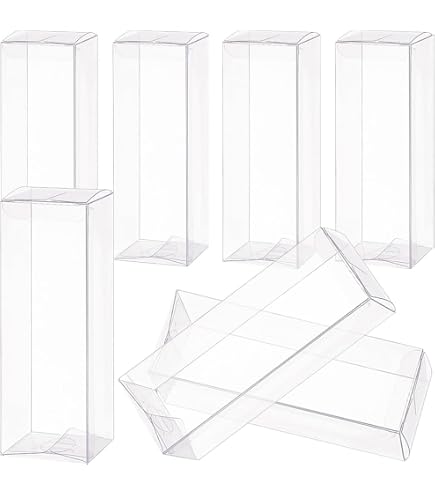 Scatole Bomboniere Trasparenti PET PVC Pieghevoli con Fondo Cartoncino Bianco Contenitore Regalo Portaconfetti Plastica Astuccio Esposizione Multiuso (10x10x20 + Fondo Bianco 10x10x1, 10 PZ