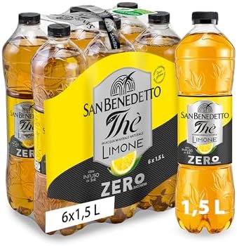 San Benedetto, Thè Freddo al Limone Zero, 6x1,5 l Bevanda Dissetante Analcolica, Gusto Fruttato, Tappo Click, Senza Zuccheri, Conservanti e Coloranti