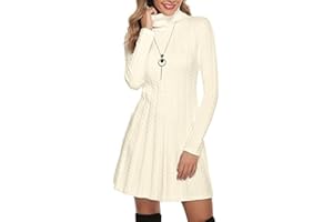 Gyabnw Vestido de Punto para Mujer Vestido de Invierno de Manga Larga de Cuello Pico con Botones Suéter con Cable Jerseys Largos