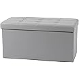La Maison Large Ottoman Foldaway Storage Blanket Toy Box Bench Faux Leather Silver Grey 76x38cm