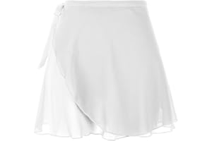 Lusofie Faldas de baile para mujer con lazos elásticos, falda corta de ballet de gasa transparente para mujer, falda envolvente de ballet para mujeres adultas