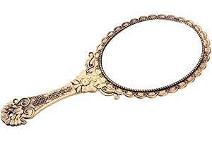 Ogquaton Vintage Compact Decorative Hand Mirror, Hand Held Travel Mirror - Antique Gold, 250x115mm Very Practical and Popular