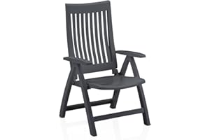 ‎ELGIGA DER MEGASTORE IM INTERNET! Kettler Roma Klappsessel - Verstellbarer Gartensessel aus Kunststoff - anthrazit