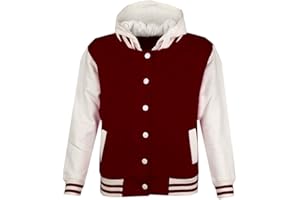 A2Z4KIDS Niños niñas niños béisbol Liso Chaqueta con Capucha Elegante Varsity – Estilo Moda Sudadera con Capucha New Age 5 – 13 años