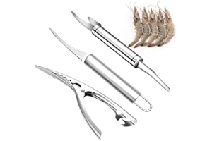 3 Piezas Pelador De Gambas y Langostinos, 5 en 1 Pelador De Gamba De Acero Inoxidable, EBKCQ Pelador Rápido De Gambas Multifunción, Pelador Gambas Shrimp Line Fish Maw Knife Para Camarones y Pescado