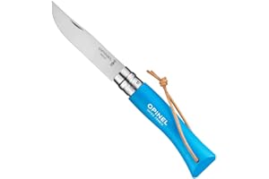 Opinel Couteau Baroudeur n° 7 VRI Bleu avec Lacet Cuir