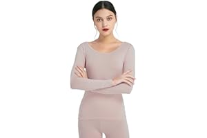 Mcilia Damski podkoszulek z ultracienkim modalnym termicznym ociepleniem, wycięciem pod szyją, z długim rękawem