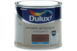 Dulux Smalto Satinato All'Acqua Per Metallo Plastica E Legno Pronto All'Uso Per Esterni E Interni, Marrone, 0.5 Litri