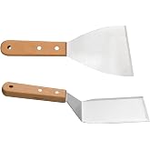 2 Pieces Kitchen Spatula with Wooden Handle Kitchen Spatula Stainless Steel Heat Resistant Rust Resistant Stainless Steel Spa