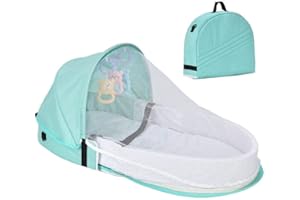 PUNELE Łóżeczko podróżne dla niemowląt, przenośne łóżeczko podróżne, torba do przewijania, 2 w 1, składane łóżeczko dziecięce z moskitierą, łóżko podróżne, leżanka dla niemowląt