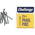 Challenge Bright Steel Panel Pins 25mm 50g - 10608, Silver