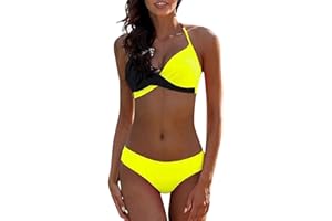 Tuopuda Donna Bikini Set Costumi da Bagno Donna Due Pezzi Costume da Bagno Push Up Bandeau Top Imbottito Reggiseno Swimwear Abiti da Spiaggia Halter Tankini Beachwear