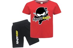 FORLCOOL Ninja Kidz Kids Summer 100% Cotton T Shirts and Shorts 2pcs Clothing Sets Boys Girls Casual Sport Suits