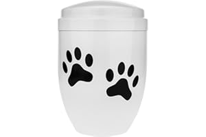 PrimeMatik - Urna per Ceneri crematoria Memoria funebre Vaso di Metallo Bianco 160x225 mm Modello di Impronta Modello di Impronta