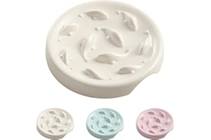 HCHLQLZ Comedero Gato Antivoracidad de Melamina - Cuenco para Gatos de Alimentación Lenta Anti Vómitos - Plato Interactivo con Laberinto - Apto para lavavajillas - Blanca