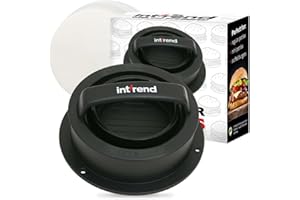 int!rend Prensa Hamburguesas 3en1 - Aplastador de Hamburguesas para Smash Burger - Con 60x Papel Hamburguesa - Molde Hamburguesas Caseras y Smasher - Molde para Hacer Hamburguesas