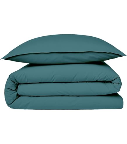 Housse De Couette 100% Coton 57 Fils - Taille 260x240cm - Unie Tilleul - Vendue Seule (sans Taies) - 6