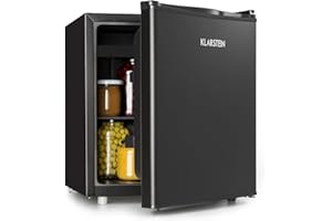 Klarstein Mini Frigo, Frigo Portatile, Frigorifero Piccolo da Ufficio, Mini Frigo da Camera con Vaschetta per il Ghiaccio e Sbrinatore Manuale, Frigorifero da Campeggio, Mini Frigo Bar, 0-10°C, 46L