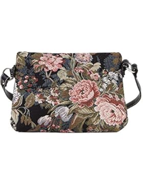 Modische Tapisserie Damen Schultertasche, Bodybag oder Messengertasche in Signare Stil Pfingstrose