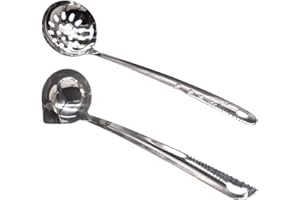 TAIZER Cuchara de Separación de Sopa de Aceite Acero Inoxidable Separador de Grasa Cuchara Cuchara de Aceite de Filtro Cuchara de Olla Caliente para El Hogar Con Mango Utensilios de Cocina