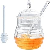 MSA Syrup honey Bottle | Transparent Honey Pot With Stirring Rod & Lid | Kitchen Condiment Storage Organizer | Acrylic glass 