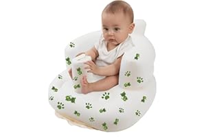 BOHEMIABY Inflatable Baby Chair for 3-36 Months, Portable Blow Up Baby Chair Built-in Air Pump, Soft Back Support for Toddlers Learning to Sit & Feeding, Indoor & Outdoor Use(Cat)