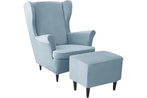 AQIGR Fodera Copripoltrona con Orecchie Elasticizzato con Copri Pouf, Rosa/Giallo/Verde Poltrona Protettiva 2 pezzi Copripoltrona 1 pezzo Copri Poggiapiedi Fodera per Cuscino Lavabile Rimovibile per Bar Sog