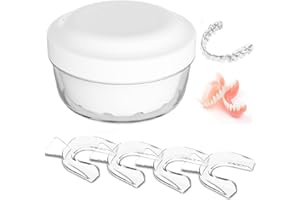 lomonmen Scatola Dentale con Cestello,Scatola Portatile Pulizia delle Protesi per la conservazione e l'immersione dei paradenti,Pulizia dei Dentiera Portamateriali da Viaggio (Bianco)