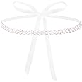 GEEHUA Women Skinny Wedding Pearl Waist Belt, Bridal Bridesmaid Dresses Waistband Adjustable White Ribbon Belt for Gowns