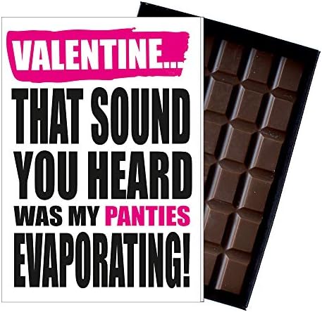 Funny Valentines Day Gifts for Men Rude Silly Presents for Boyfriend Husband or Man in Your Life 85 Gram Belgian Boxed Chocolate Greetings Card with Crude Naughty Valentine Panties Evaporating Theme