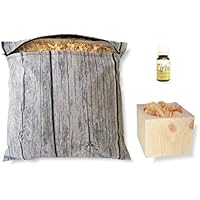 Geschenk-Set Zirbenkissen (30x30cm rot, weiß oder wooddesign) mit Reißverschluss + 10ml Bio-Zirbenöl + Zirbenduftbox, Zirbenwürfel 9,5x9,5cm - ein 100%iges BIO-Naturprodukt