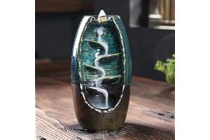 HERBTALE Ceramic Waterfall Backflow Incense Burner - 120 Pcs Backflow Incense Cones - for Relaxation, Purification, Meditation, Yoga Gift