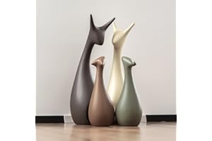 JXCBXJ Statua in ceramica,Statua della famiglia dei cervi (set da 4),decorazioni creative in ceramica,decorazioni per la casa, adatto per mensole, librerie, decorazioni per supporti TV.