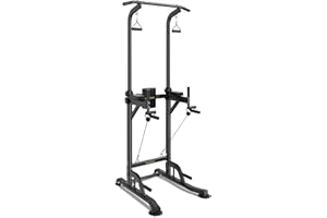 wuuhoo® Rack Multifunzionale - Stazione per Dips e Pull-Up con Supporto Schiena, Corda di Trazione e Corda di Tensione Fino a 150kg di capacità