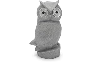 Decorobbo Statue de Hibou de Jardin Solaire, Sculpture extérieure imperméable à l'eau en résine, Lampe de Statue de Hibou aux Yeux Lumineux au Design Moderne pour la décoration de la Maison (Gris 1)